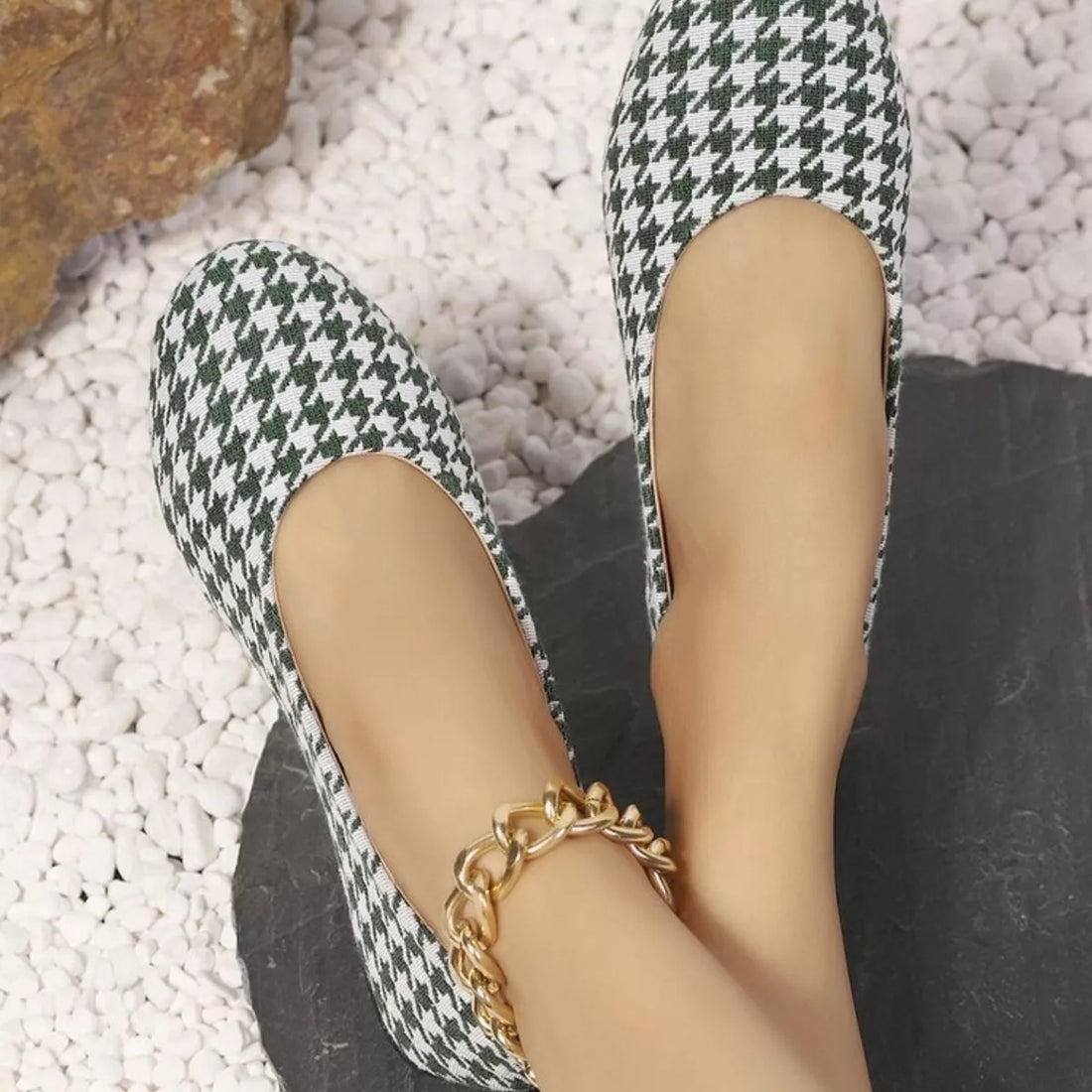 Houndstooth Pattern Slip-Ons