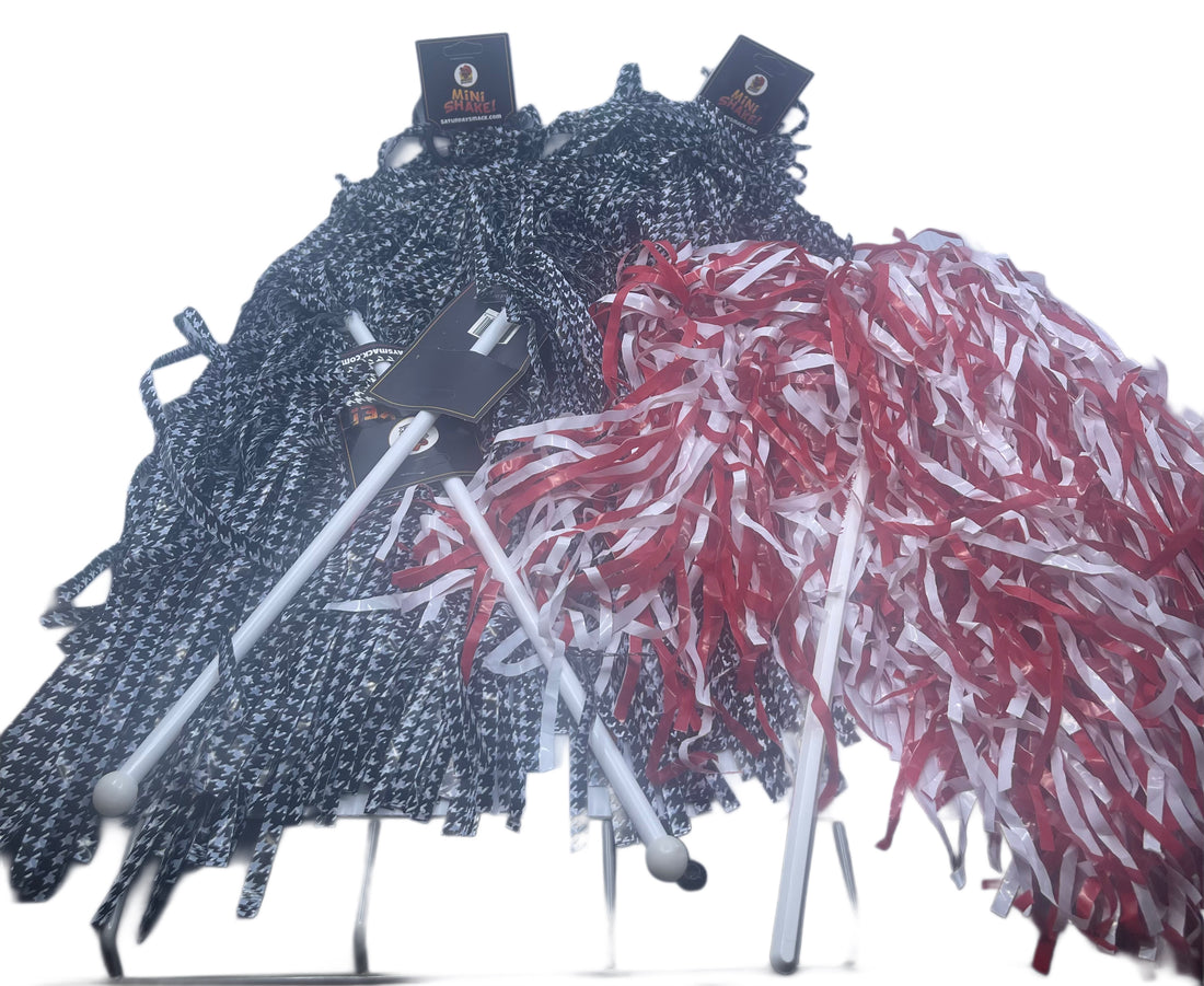 (6) Shakers- 2 Houndtooth, 2 Crimson & White, 2 Houndtooth Mini Houndstooth Mini Pom-Pom Gameday Shakers for Alabama Fans