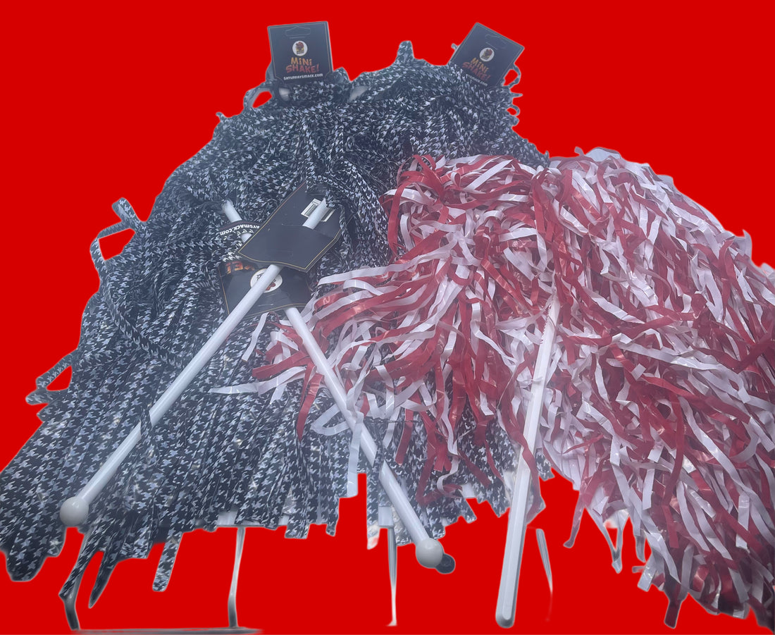 (6) Shakers- 2 Houndtooth, 2 Crimson & White, 2 Houndtooth Mini Houndstooth Mini Pom-Pom Gameday Shakers for Alabama Fans