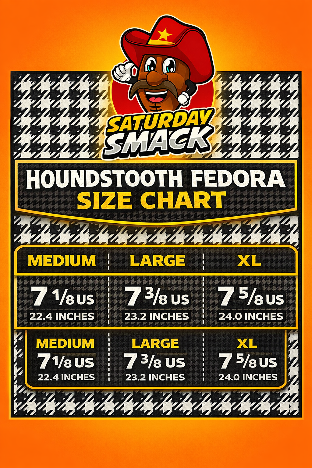 Saturday Smack Houndstooth Game Day Fedora For Alabama Fans Bear Byrant - Saturday Smack