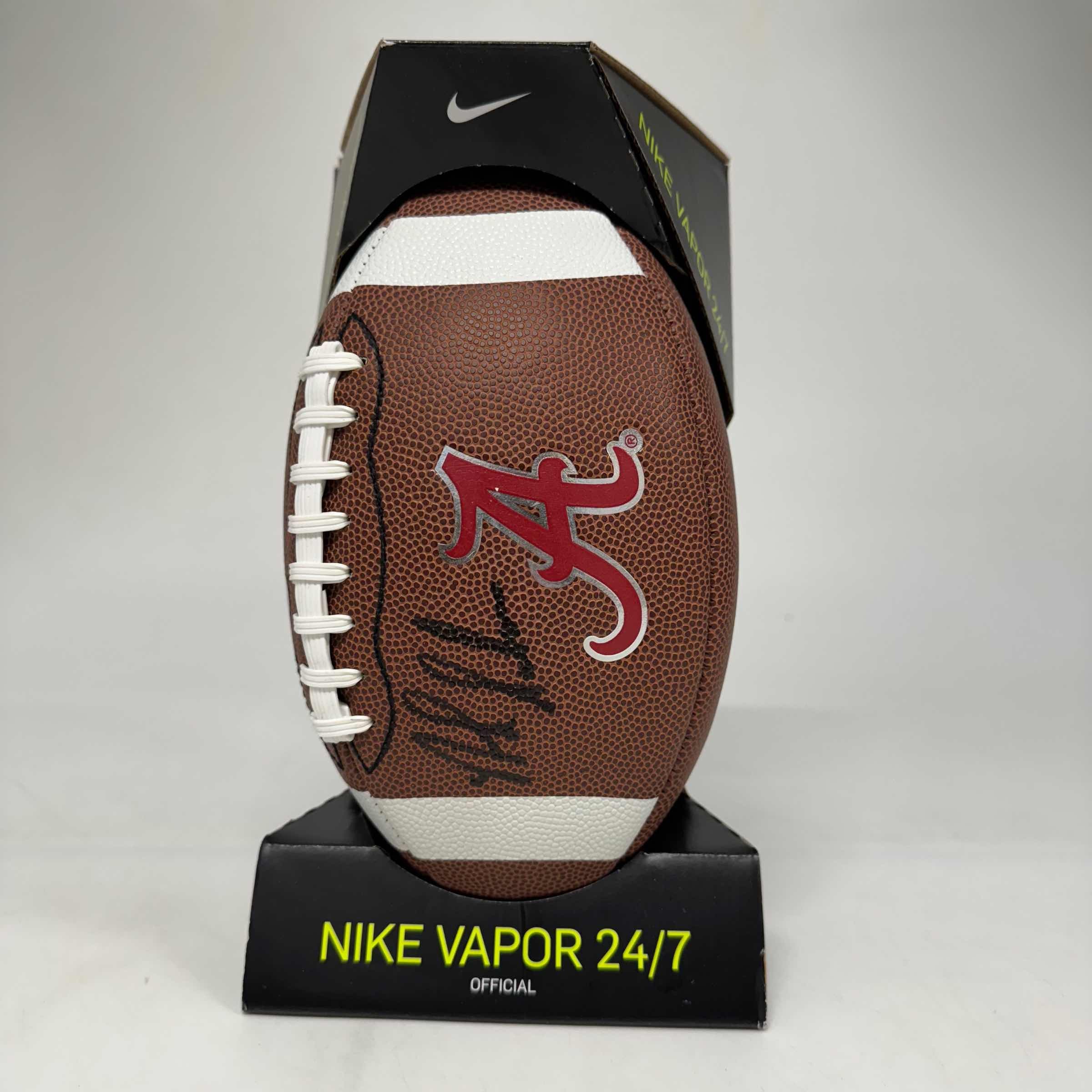 Autographed/Signed Nick Saban Alabama Crimson Tide Full Size FS F/S White Panel Logo College Football Beckett BAS COA - Saturday Smack