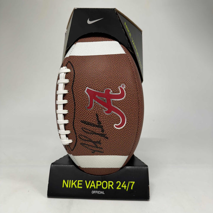 Autographed/Signed Nick Saban Alabama Crimson Tide Full Size FS F/S White Panel Logo College Football Beckett BAS COA - Saturday Smack