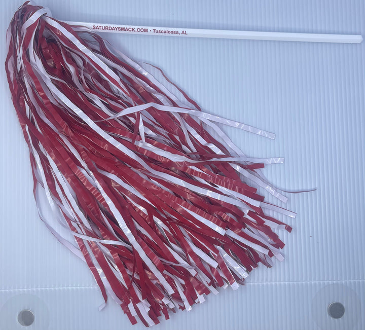 10 Count Saturday Smack Crimson/White Pom-Poms Gameday Shakers for Alabama Fans Plastic