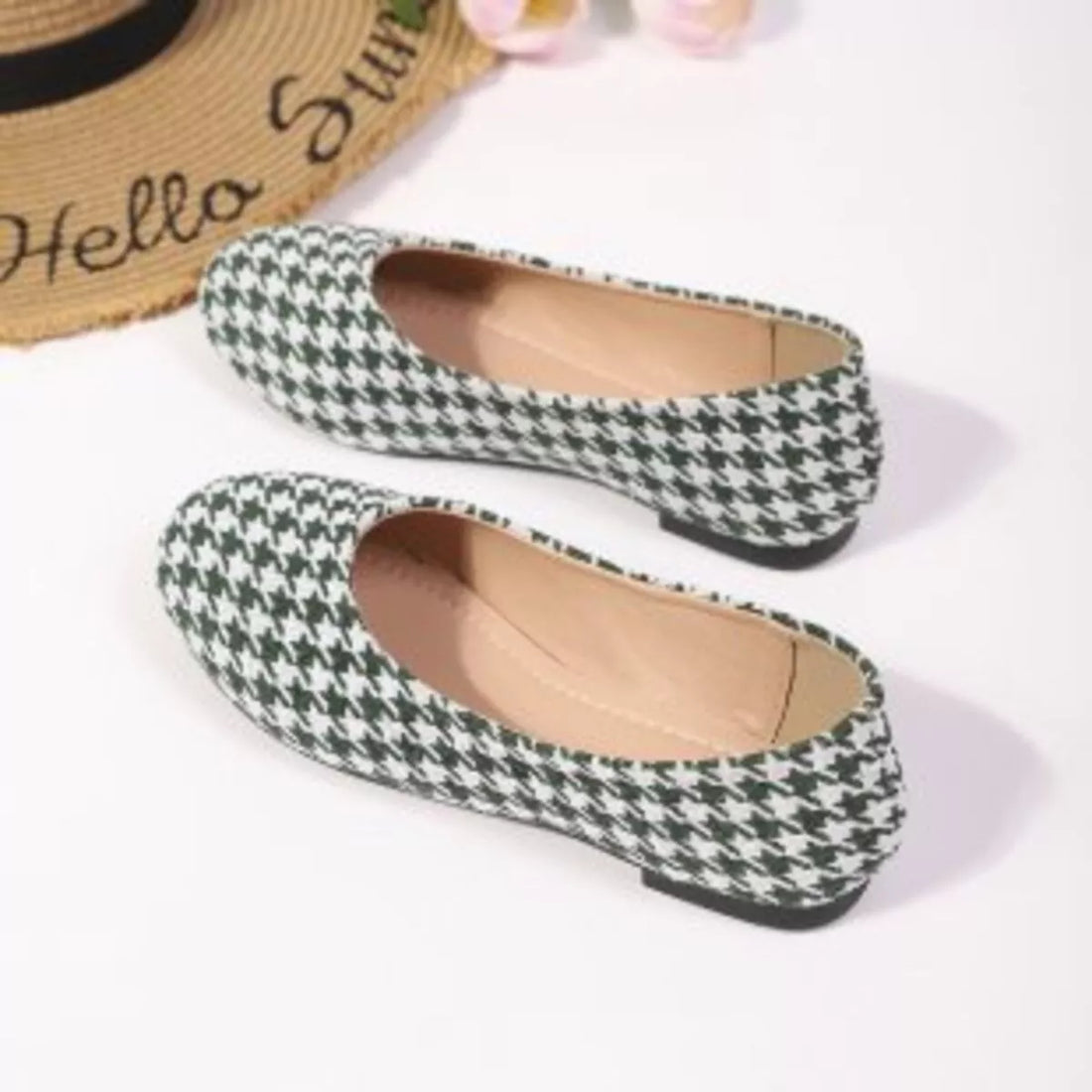 Houndstooth Pattern Slip-Ons